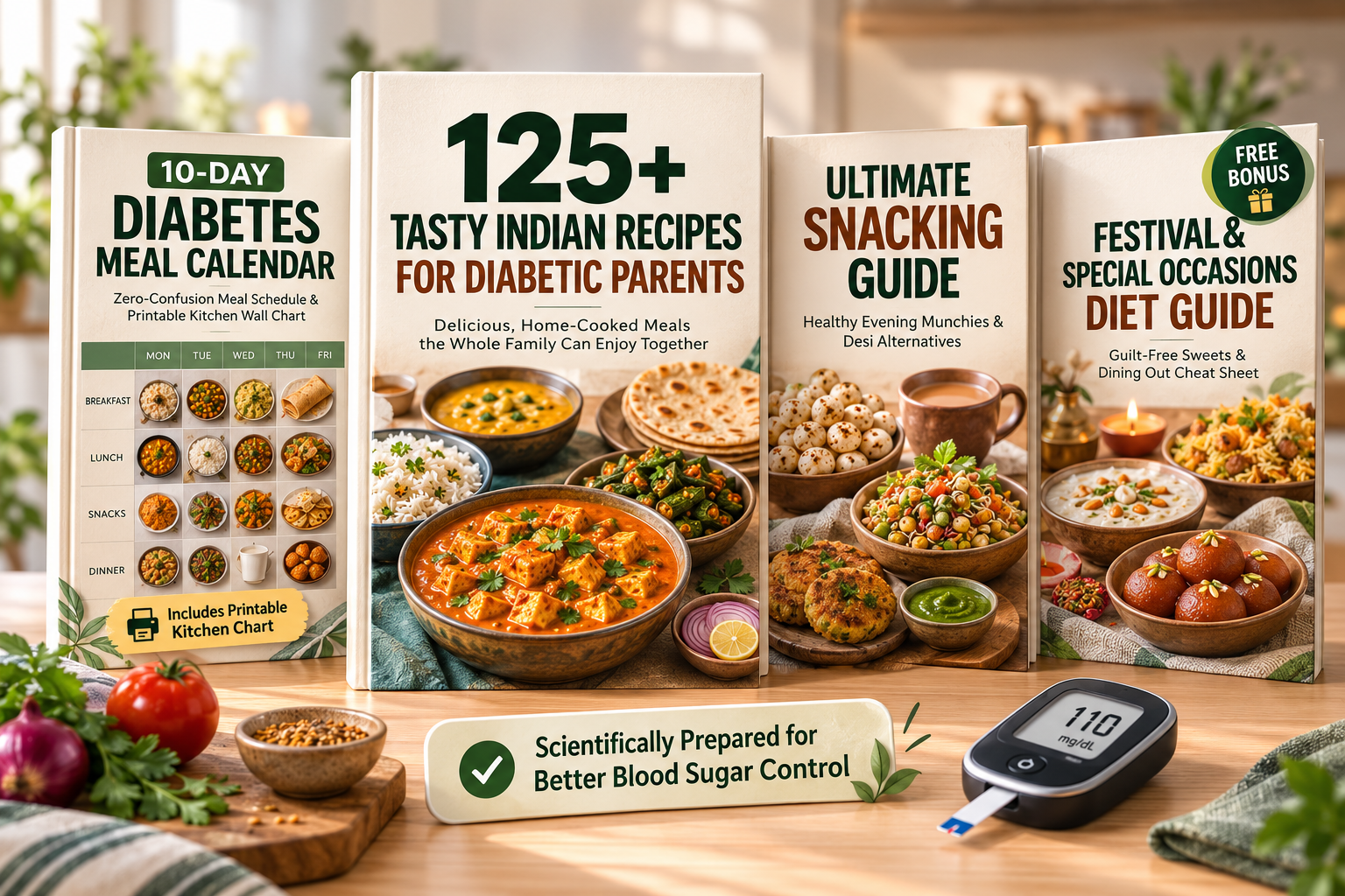Everyday Plate bundle of Indian diabetes-friendly recipe and meal-planning guides
